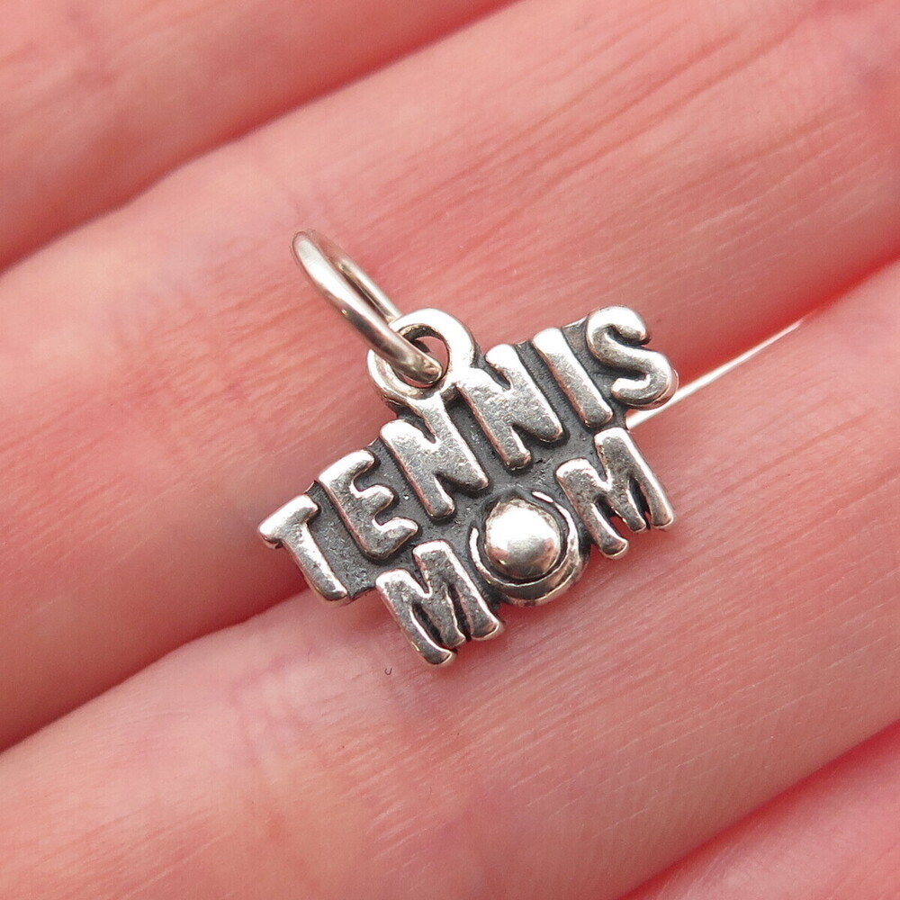 SJC Sundancer 925 Sterling Silver Vintage Tennis Mom Oxidized Mini Charm Pendant